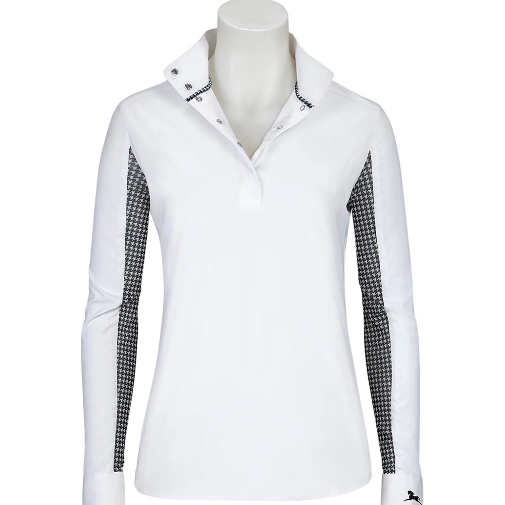 Women's White and navy Long Sleeve equestrian top